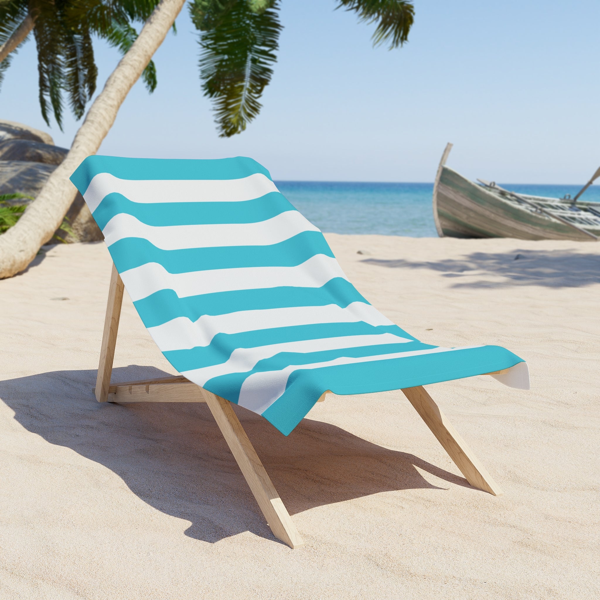 Blue and White Cabana Stripe Beach Towel