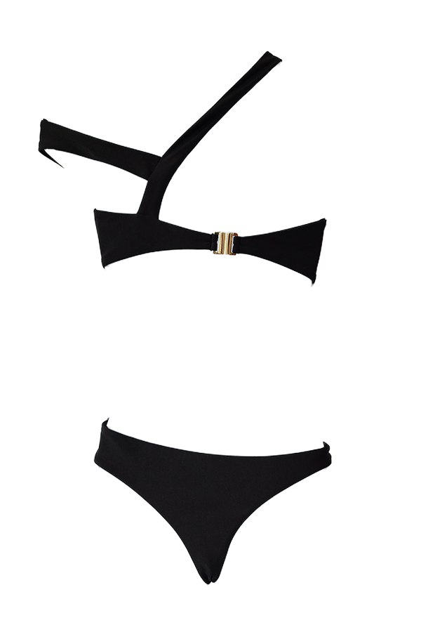 Teaser Asymmetrical Strappy Cutout Swim Bodysuit